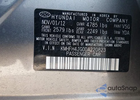 2013 Hyundai Azera z USA, uszkodzony, nr VIN KMHFH4JG0DA220823